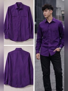 J Ferrar Purple Long Sleeve Slim Fit/Stretc Men’s Button Down Shirt Size XL